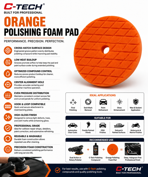 C-Tech Polishing Foam Pad Series, 6 in, Hook & Loop — 1 PC