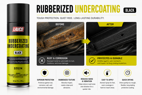 LAUCO 57074 Rubberized Undercoating Black Aerosol Spray – 15 Oz