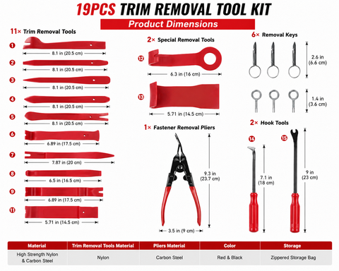 C-Tech 19-Piece Trim, Clip & Fastener Remover Kit