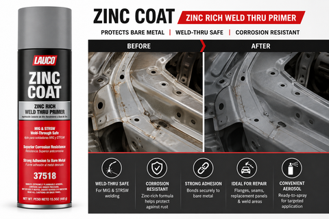 LAUCO 37518 Zinc Coat Zinc-Rich Weld-Thru Primer Aerosol — Anti-Corrosion Welding Primer, 15.5 oz