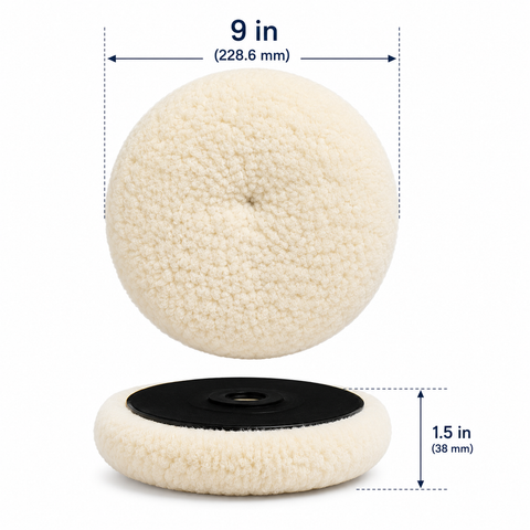 9” Single-Sided Wool Polishing Pad – Professional Cutting & Compounding Pad