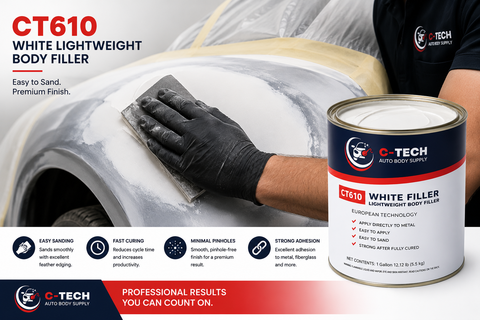 C-Tech CT610 White Lightweight Body Filler, 1 Gallon