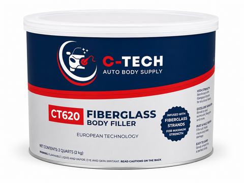 C-Tech CT620 Fiberglass Body Filler, 2 Quarts (2 kg)