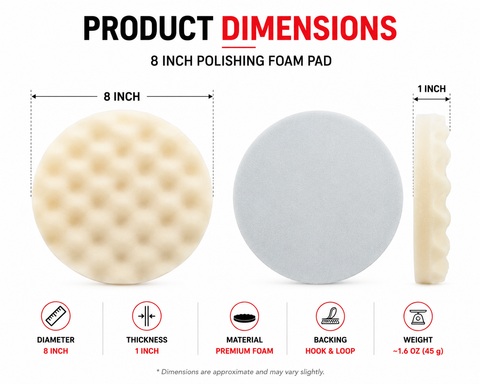 C-Tech 8 in White Waffle Foam Buffing Pad — Professional Finishing & Polishing Pad