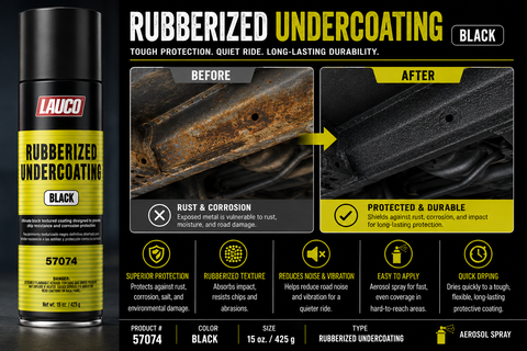 LAUCO 57074 Rubberized Undercoating Black Aerosol Spray – 15 Oz