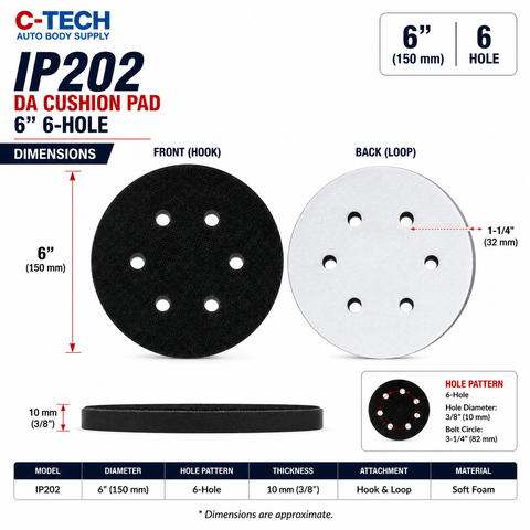 C-Tech IP202 DA Cushion Interface Pad, 6”, 6-Hole — 1 PCS