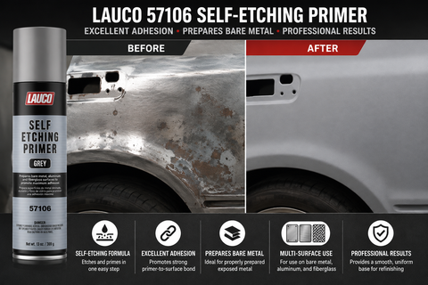 LAUCO Automotive Primer Aerosol Spray Paint — Grey High-Build & Grey Self-Etching Primer, 13 oz