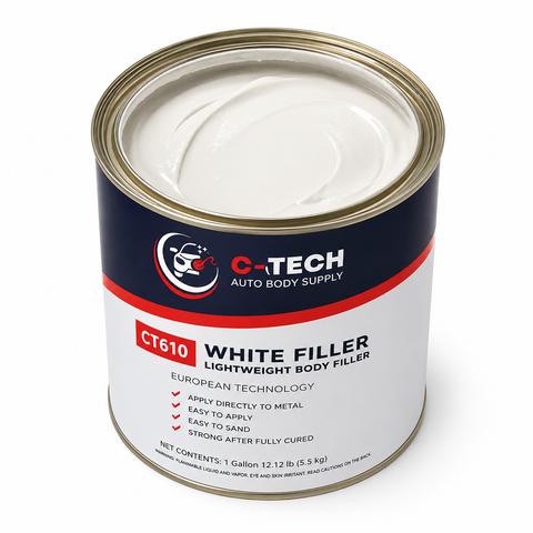C-Tech CT610 White Lightweight Body Filler, 1 Gallon