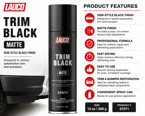 LAUCO 57071/57073 Trim Black Automotive Aerosol Spray Paint — 13 oz