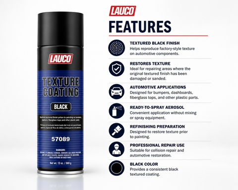 LAUCO 57089 Automotive Texture Coating Aerosol Spray — Black, 13 oz