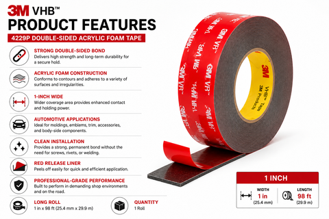 3M Double-Sided Acrylic Foam Mounting Tape, 98 ft — 1 Roll