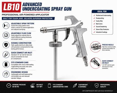 LB10 Advanced Undercoating Spray Gun — Professional Pneumatic Applicator