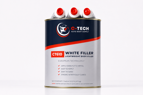 C-Tech CT610 White Lightweight Body Filler, 1 Gallon