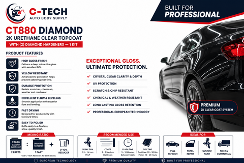 C-Tech CT880 Diamond 2K Urethane Clear Topcoat with (2) Diamond Hardeners — 1 Kit