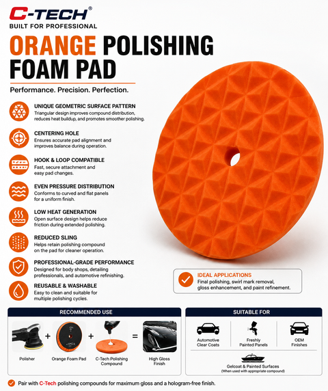 C-Tech Polishing Foam Pad Series, 6 in, Hook & Loop — 1 PC