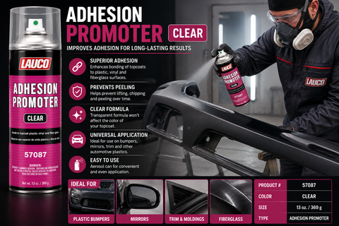 LAUCO 57087 Clear Adhesion Promoter Automotive Aerosol Spray — Plastic, Vinyl & Fiberglass, 13 oz