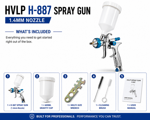HVLP H-887 Professional Spray Gun, 1.4 mm Nozzle — 1 PCS
