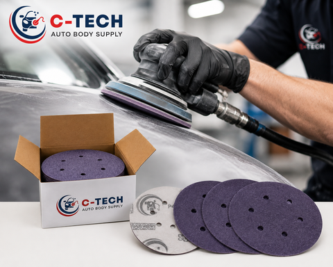 C-Tech V64050 Violet Ceramic Sanding Discs, 6 in, 6-Hole, 40 Grit — 50 PK