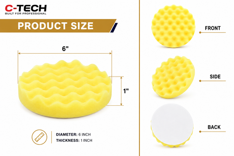 C-Tech Polishing Foam Pad Series, 6 in, Hook & Loop — 1 PC