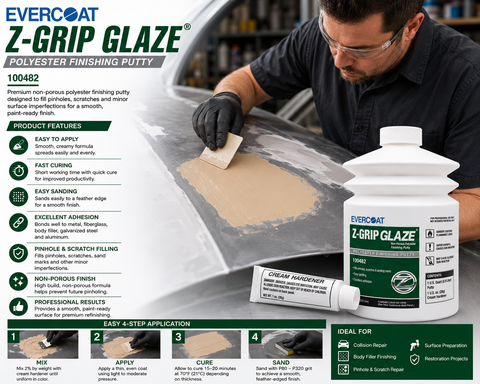 Evercoat 100482 Z-Grip Glaze Polyester Finishing Putty, 30 oz
