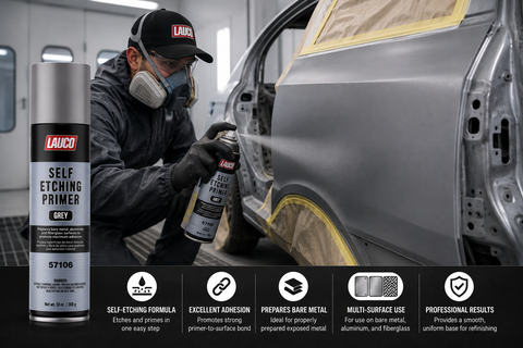 LAUCO Automotive Primer Aerosol Spray Paint — Grey High-Build & Grey Self-Etching Primer, 13 oz