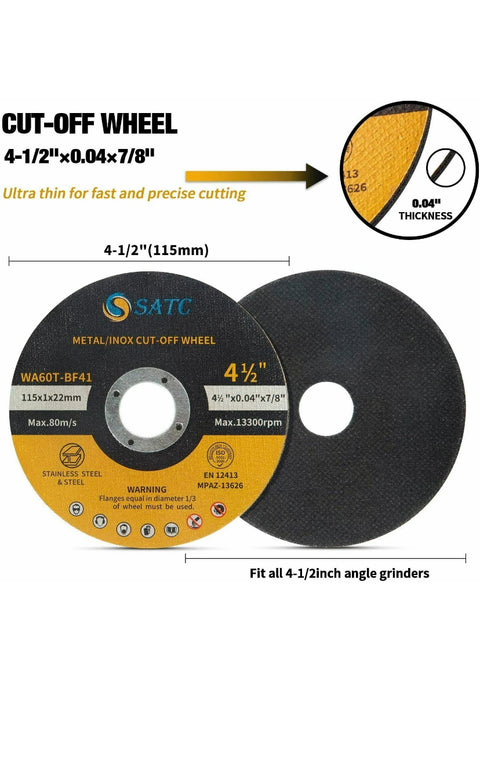 SATC CD425 Metal Cutting Discs, 4-1/2 in × 1/32 in × 3/8 in Arbor — 25 PK
