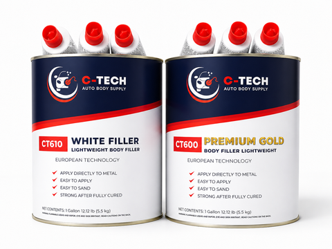 C-Tech CT610 White Lightweight Body Filler, 1 Gallon