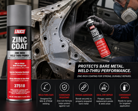 LAUCO 37518 Zinc Coat Zinc-Rich Weld-Thru Primer Aerosol — Anti-Corrosion Welding Primer, 15.5 oz