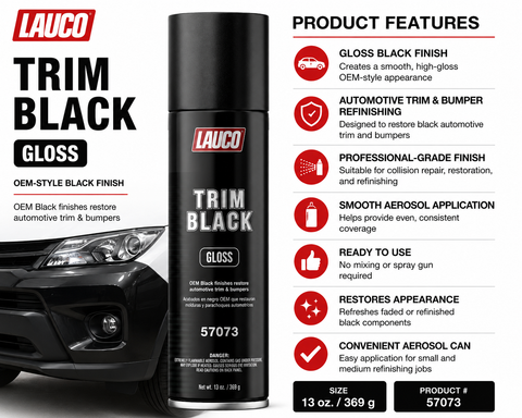 LAUCO 57071/57073 Trim Black Automotive Aerosol Spray Paint — 13 oz