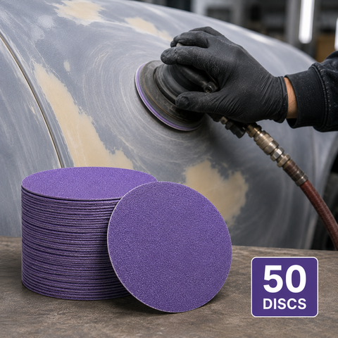 C-Tech Violet Ceramic Sanding Disc, 3 in, Hook & Loop — 50 PK
