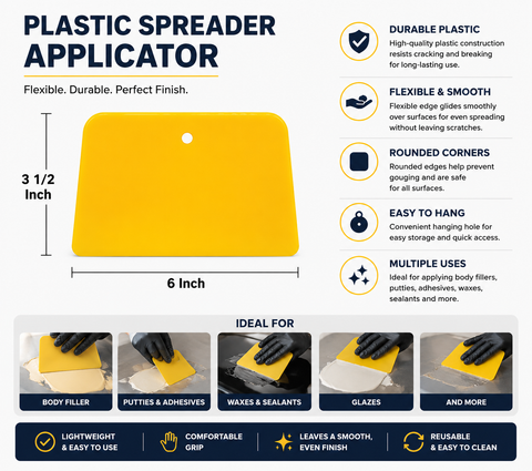 C-Tech Plastic Body Filler Spreader Tools for Automotive Body Fillers, Putties & Glazes — Reusable
