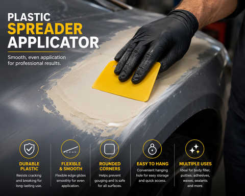 C-Tech Plastic Body Filler Spreader Tools for Automotive Body Fillers, Putties & Glazes — Reusable