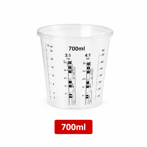 C-Tech Plastic Measuring Cups for Automotive Paint Mixing, Graduated Mixing Ratios, Disposable or Reusable
