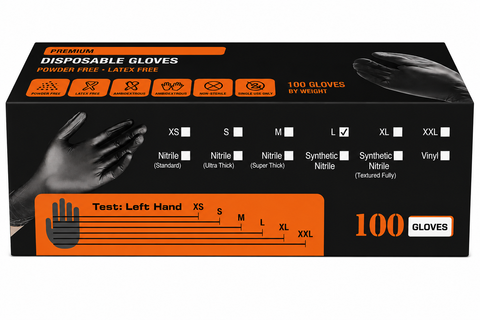 C-Tech 6 Mil Disposable Powder-Free Nitrile Gloves, Industrial Grade, Textured Grip — 100 PCS