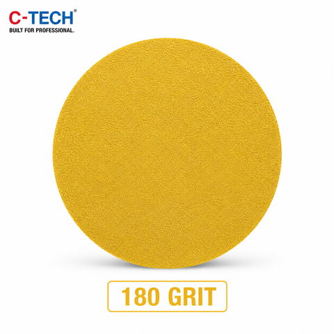 C-Tech Yellow Sanding Disc, 8 in (203 mm) Diameter, Hook & Loop — 15PK