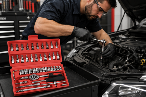 46-Piece 1/4" Drive Socket & Ratchet Wrench Set