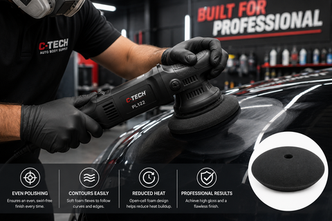 C-Tech 9 in Concave Polishing & Cutting Foam Pad for Rotary Buffers — Professional Grade