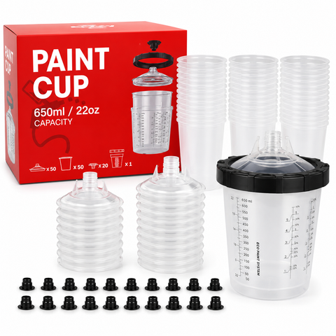 C-Tech PPS Disposable Paint Spray Gun Cup System, 190 Micron — 50 PCS