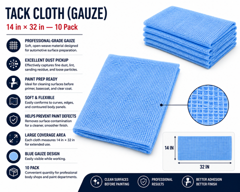 C-Tech Blue & White Tack Cloth (Gauze), 14 in × 32 in — 10 Pack
