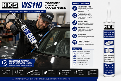 WS110 Polyurethane Automotive Windshield Adhesive, Black, 310 ml (10.5 oz) — 1 Cartridge