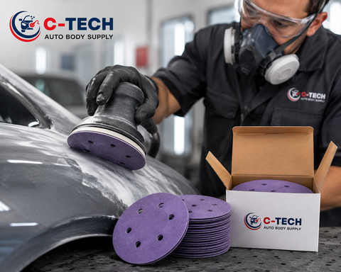 C-Tech V650050 Violet Sanding Disc, 6 in, 6-Hole, 500 Grit — 50 PK
