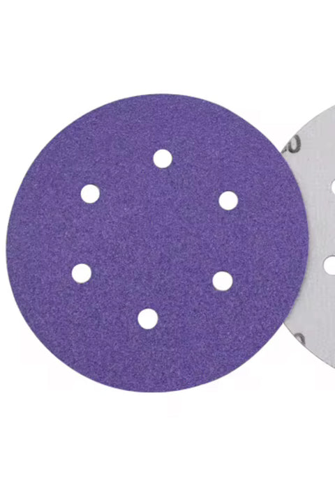 C-Tech 6" Grit Violet Sanding Discs, 6-Hole Hook & Loop (Velcro) – 100 PK