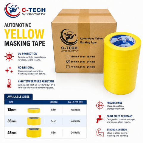C-Tech Premium Yellow High-Temperature Masking Tape,  60 yd