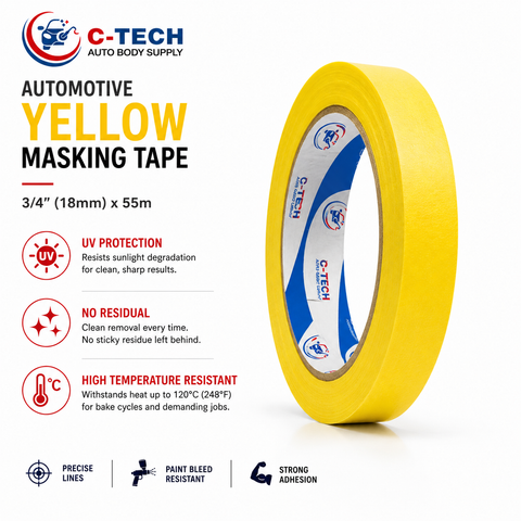 C-Tech Premium Yellow High-Temperature Masking Tape,  60 yd