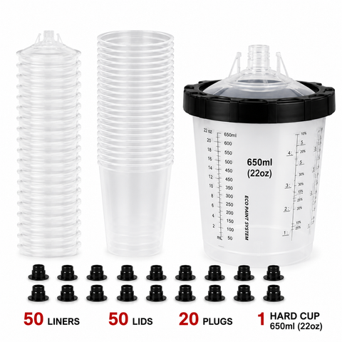 C-Tech PPS Disposable Paint Spray Gun Cup System, 190 Micron — 50 PCS