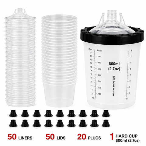 C-Tech PPS Disposable Paint Spray Gun Cup System, 190 Micron — 50 PCS